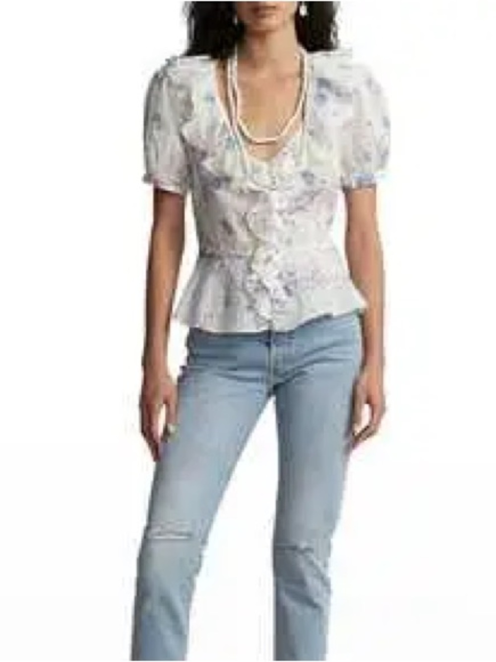 Ralph Lauren Ryle Ruffle Oyster Bay Floral Blouse NWT - Picture 2 of 8